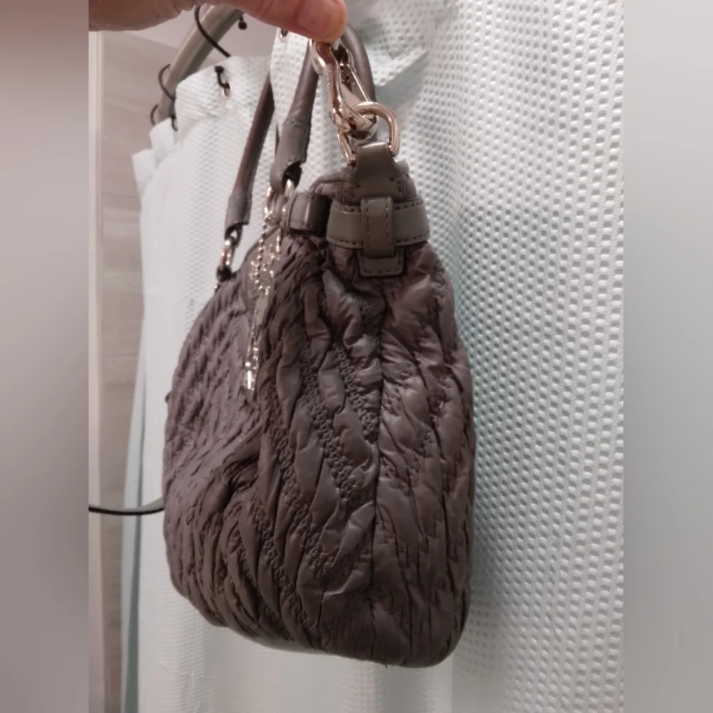 Coach Gray 70th Anniversary Madison Quilted Pleated Nylon Small Satchel